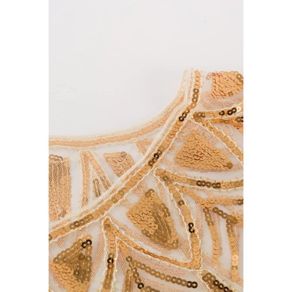 Sequin Beaded Evening Cape Bridal Shawl 1920s Style Flapper Cover Up - Picture 7 of 7